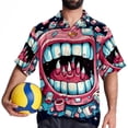 thumbnail image 4 of Tiny teeth Men's Spread Collar Poplin Beach Shirts - Casual Printed Button Down Short Sleeve Summer Tops for Unisex, 4 of 6