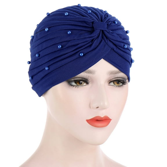 BEFOKA Headscarves for Women Pre Tied Solid Sliper On Caps Headwears Turban Headwrap Knot Pleated Chemo Headwears for Women