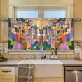 thumbnail image 2 of Yayeee Kitchen Curtains Tier Set of 2 Light Filtering 57"x36" Over Sink Window Panels, Purple Cityscape Painting, 2 of 7