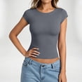 thumbnail image 2 of WERYOUNG Women's T Shirts Casual Crew Neck Short Sleeve Tee Everyday Wear Solid Color T-Shirts Stylish Top M, 2 of 4