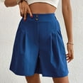 thumbnail image 2 of SWSMCLT Women's Above Knee Length Shorts Boyleg Comfy Elastic Band Slash Pocket Billowy Casual Shorts Bunched Blue Large, 2 of 5