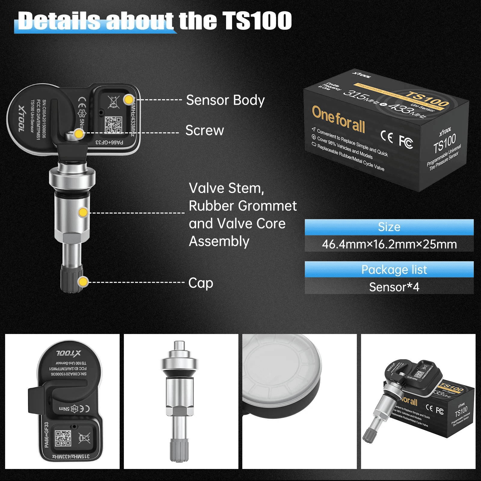 XTOOL IP819TP + 2PCS TS100 Sensors OBD2 Scanner Bluetooth TPMS Diagnostic Tool Full System Bidirectional Scan Tool, Activate/Relearn All Sensors, 39+ Services