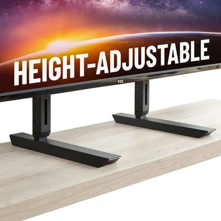 Universal Large TV Stand - Height Adjustable Base for TVs up to 77" - Wobble-Free Replacement Stand Works w/Any TV Including Vizio, TCL, Samsung & More - Flat Design Compatible w/Soundbars
