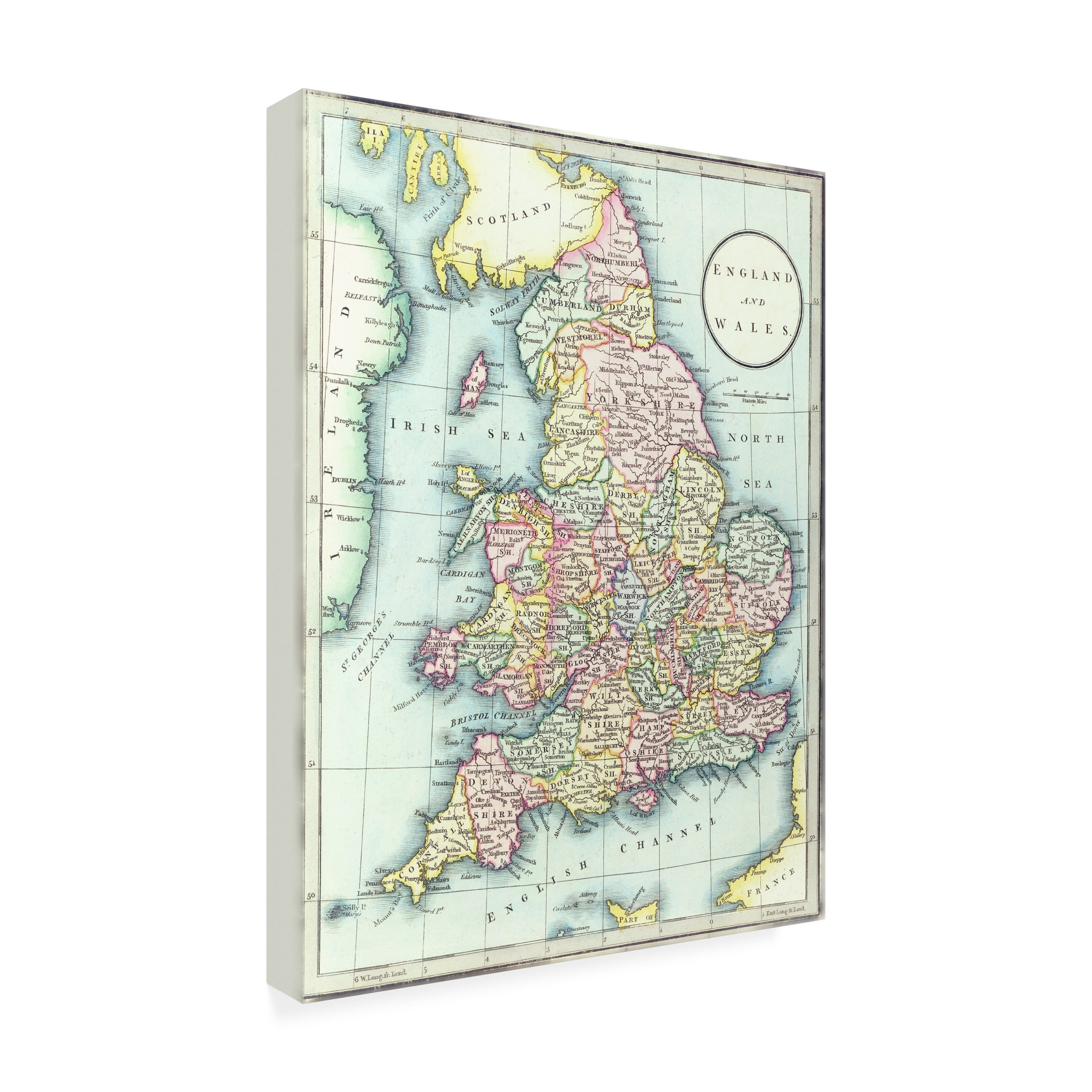 R.H. Laurie 'Map of England & Wales 1852' Canvas Art