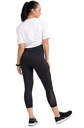 OUREA Non See-Through Yoga Pants Capris for Women with Pockets High Waist Tummy Control Workout Leggings M, Black