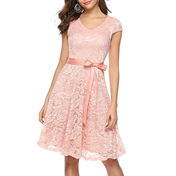 Dressystar Women Floral Lace Short Bridesmaid Dress Summer Female Elegant Cocktail Party Dress