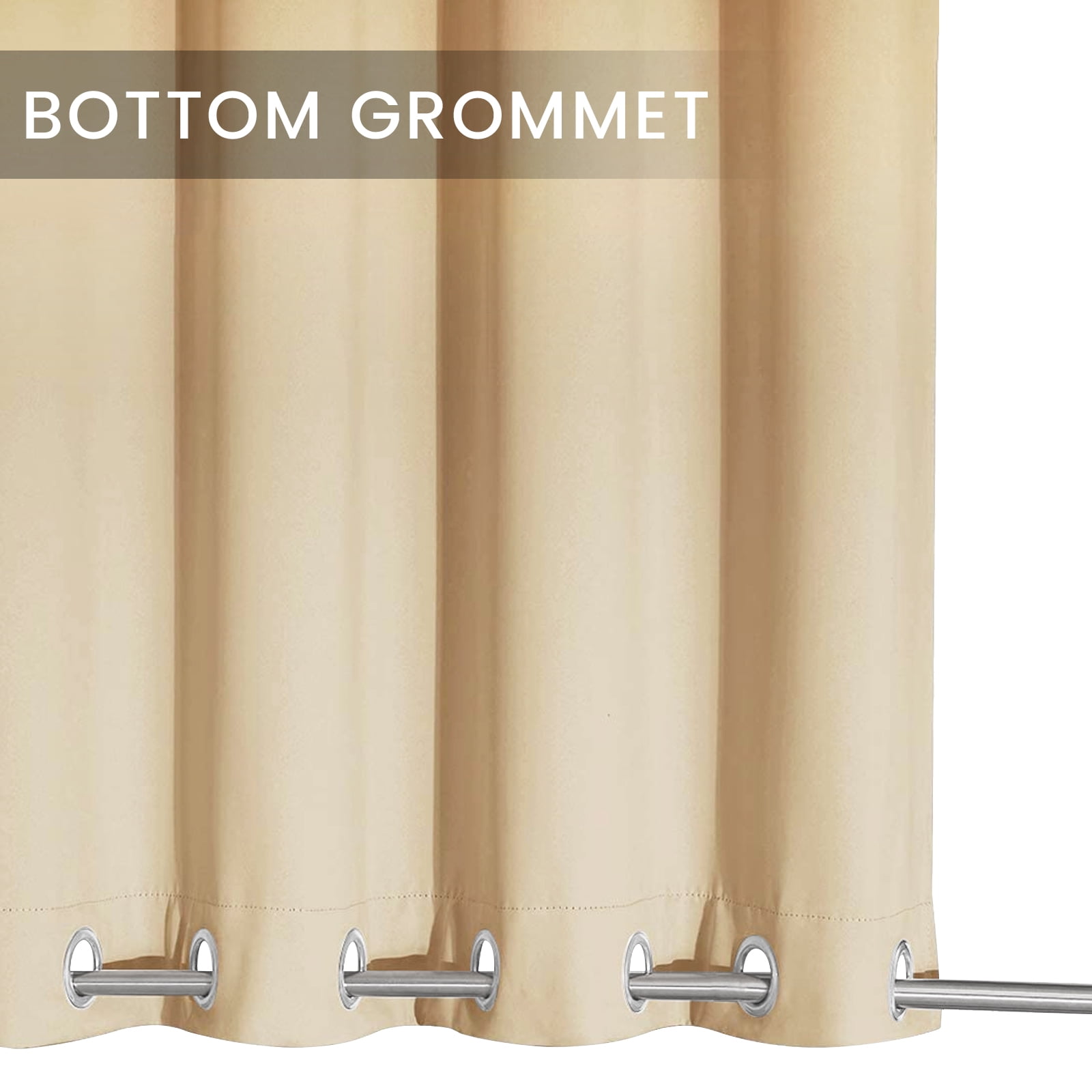 TOPCHANCES 2 Panels Outdoor Curtains for Patio, Waterproof Blackout Outside Curtains with Top and Bottom Grommet, Windproof UV Resistant Drapes for Porch, Pergola, 52 x 108 inch, Beige