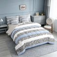 thumbnail image 2 of Homewish Geometric Stripes Twin Bedding for Girls, Blue Gray White Bedding Comforter Set, Gray Reversible, 7 Pieces, 2 of 6