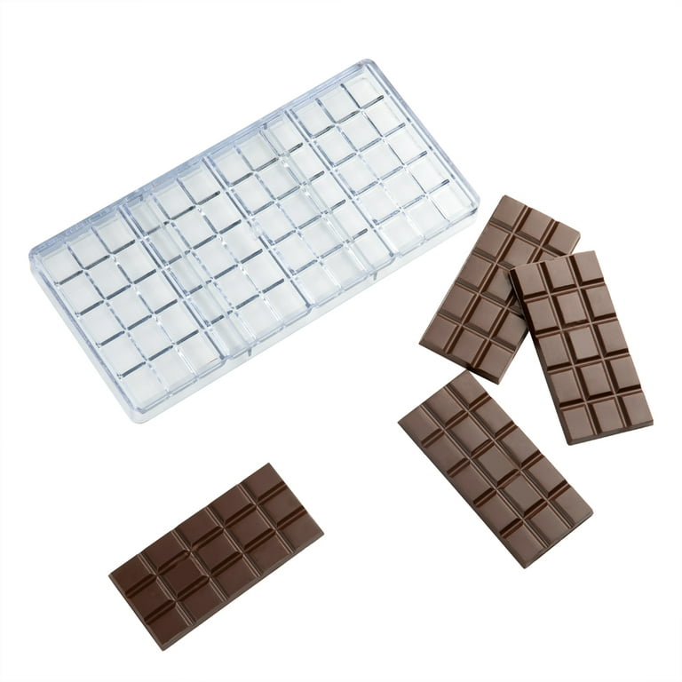 Pastry Tek Rectangle Clear Plastic Break-Apart Chocolate Bar Mold -  4-Compartment - 1 count box - Restaurantware 