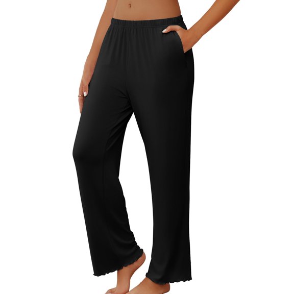 Ekouaer Pajama Pants Women 2026 Soft Casual Lounge Pajama Bottoms Comfy Stretch Sleep Pants Wide Leg Pj Bottoms with Pockets