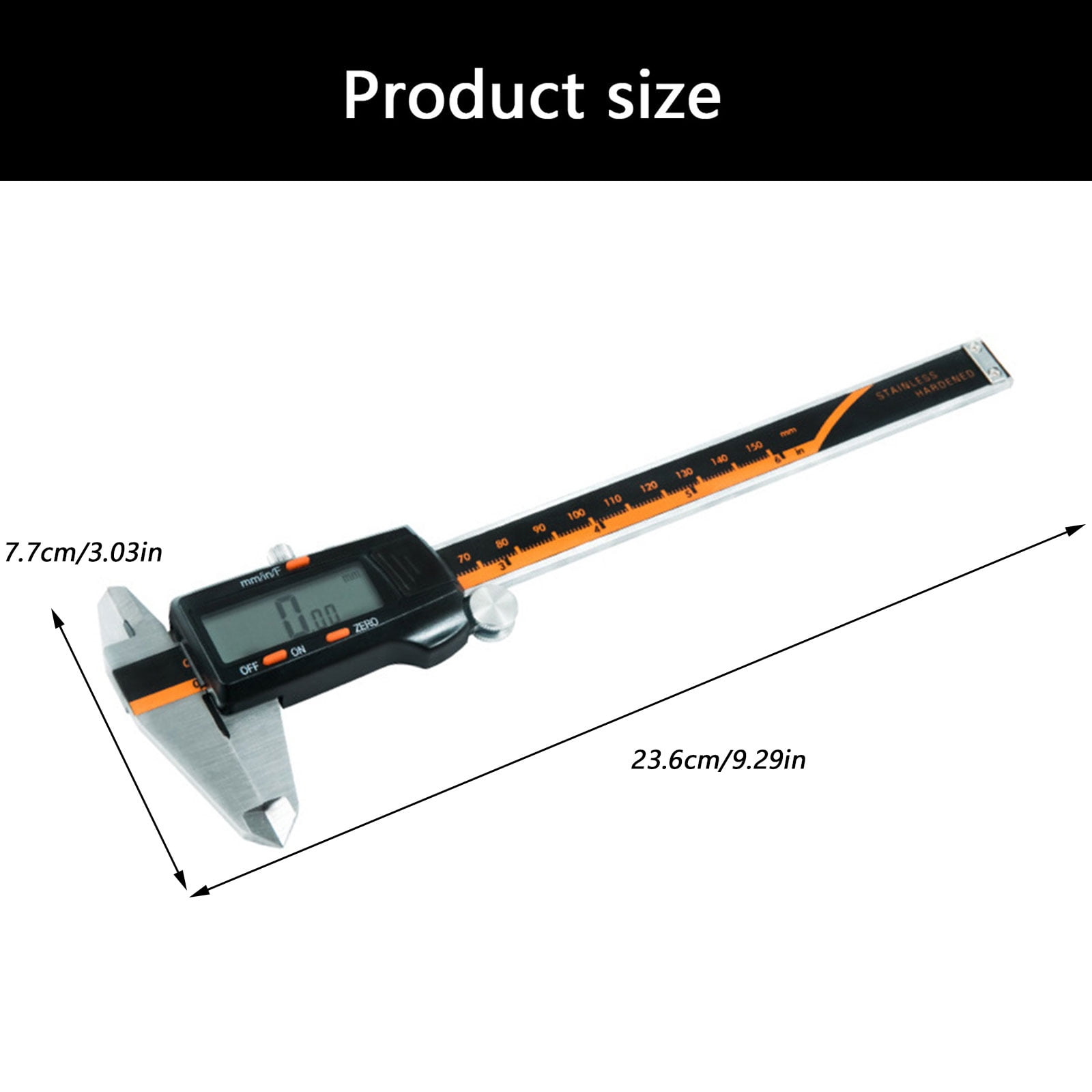Stainless Steel Digital Caliper 150mm 6Inch with LCD Screen for Engineering & Projects