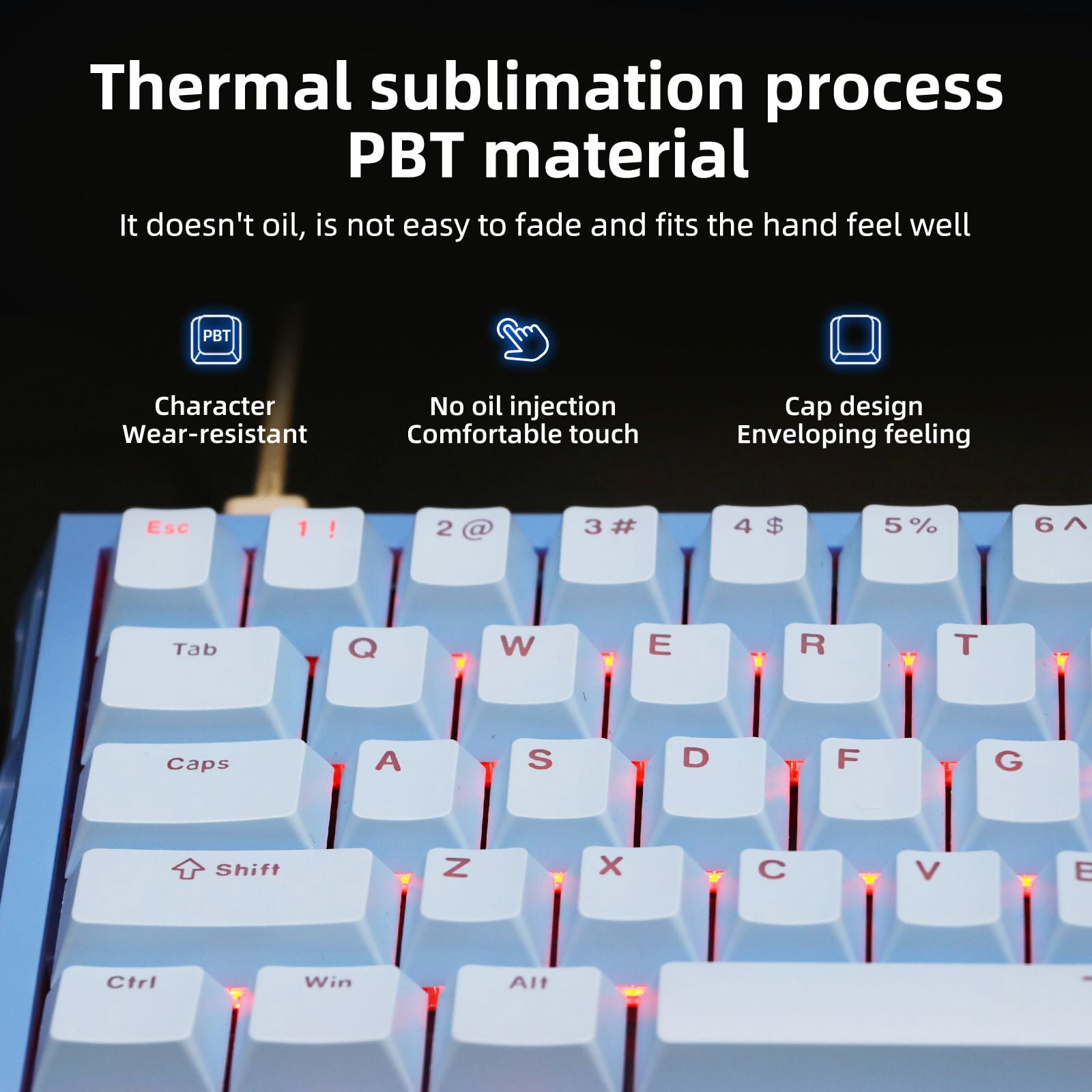 61 Keys Mechanical Keyboard, 60% Layout, Hollow Shell in 6 Colors, RGB Backlit, Full N-Key Rollover, Hot-Swappable Linear Red Switch, Backlit PBT Keycaps