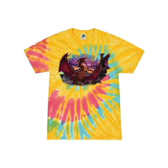 Wild Bobby, Awaken the Dragon Mythical Medieval Beast, Pop Culture, Tie-Dye Tees, Aurora, Large