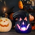 thumbnail image 5 of PATLOLLAV Halloween Creative Pumpkin Lantern Ornament,LED Pumpkin Lantern,Funny Halloweeen Pumpkin Handheld Light,Halloween Pumpkin Jack Light Up Pumpkin,3 Button Batteries to Power,Black, 5 of 5