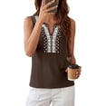 thumbnail image 3 of PRETTYGARDEN Womens Tank Tops Summer Causal V Neck Sleeveless Shirts Floral Print Embroidered Beach Vacation Boho Top, 3 of 7