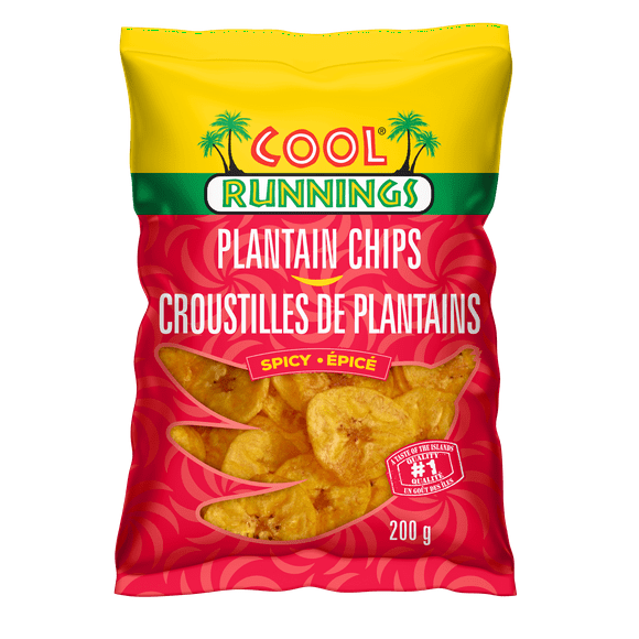 Croustilles de plantain épicées Plantains, huile de palme modifiée, sel, épices, 200g