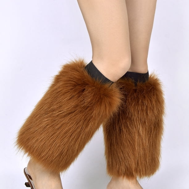 Milue Women Sexy Furry Leg Warmers Winter Warm Solid Color Fuzzy