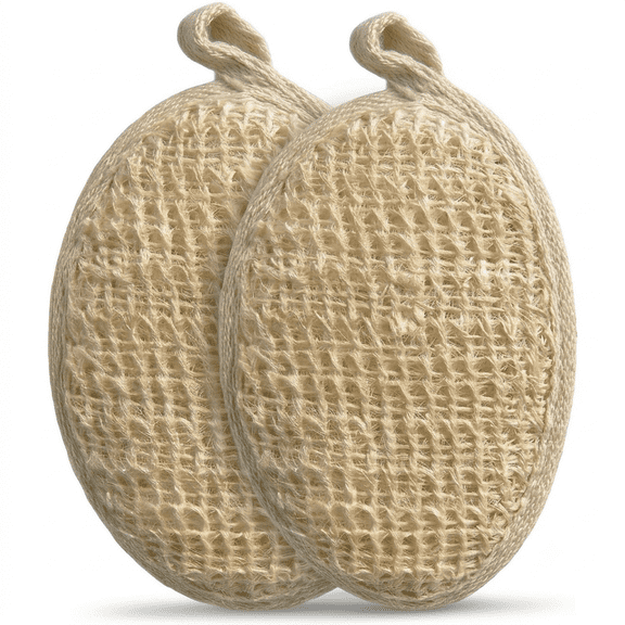 Rusabl Ramie Bath Loofah for Body Deep Cleansing and Scrubbing (Pack of 2, Oval) Reusable Exfoliating Scrub Sponge, Made of Natural Fibre, Scrubber for Men and Women