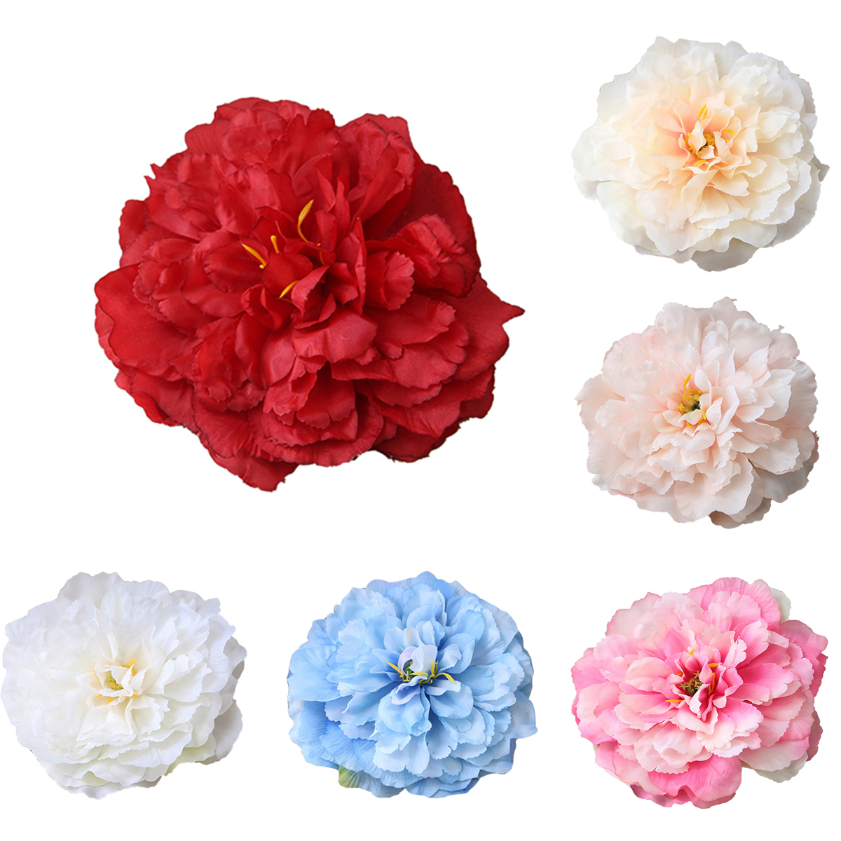 Meidiya 5Pcs Artificial Flower 6.3inch Diameter Peony Silk Peony