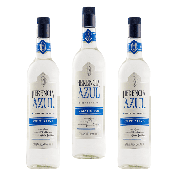 Tripack Licor de Agave Herencia Azul Cristalino 1000 Ml Herencia Azul Licor de Agave