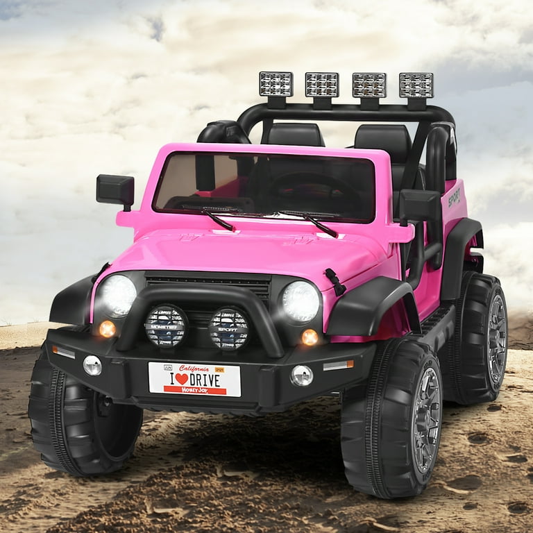 Topbuy Kids 12V Electric Battery Powered Pink Jeep Car Ride On with Remote Control Motorized Wheels Child s Toy Walmart