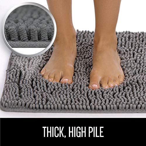 Machine Wash Dry and Bath Room Gorilla Grip Original Luxury Chenille Bathroom Rug Mat 17x24 Extra Soft and Absorbent Shaggy Rugs Beige White Perfect Plush Carpet Mats for Tub Shower