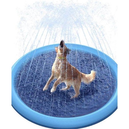 [Daidaidog]Summer Dog Toy Splash Sprinkler Pad for Dogs Thicken Pet Pool Interactive Childrens Inflatable Water Toys 67 inch Large Size