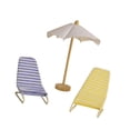 thumbnail image 4 of 3 sillas de playa y sombrilla a escala 1/12, hechas a mano, modelo en miniatura, muebles. Amarillo azul, 4 of 9