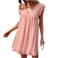 thumbnail image 2 of SMihono Robe d'Été pour Femmes Grande Taille Mode pour Femmes Décontractée à Col en V Manches Feuilles Chiffon Floral Bohème Plage Robe Sans Manches, 2 of 5