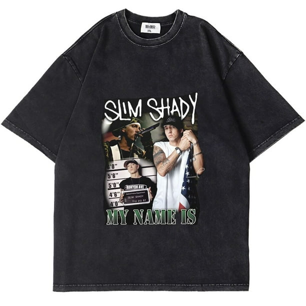 Eminem Camiseta de Rap Hop para hombre camisa Retro lavada informal de manga corta de gran tamano con cuello redondo Unisex Walmart en linea