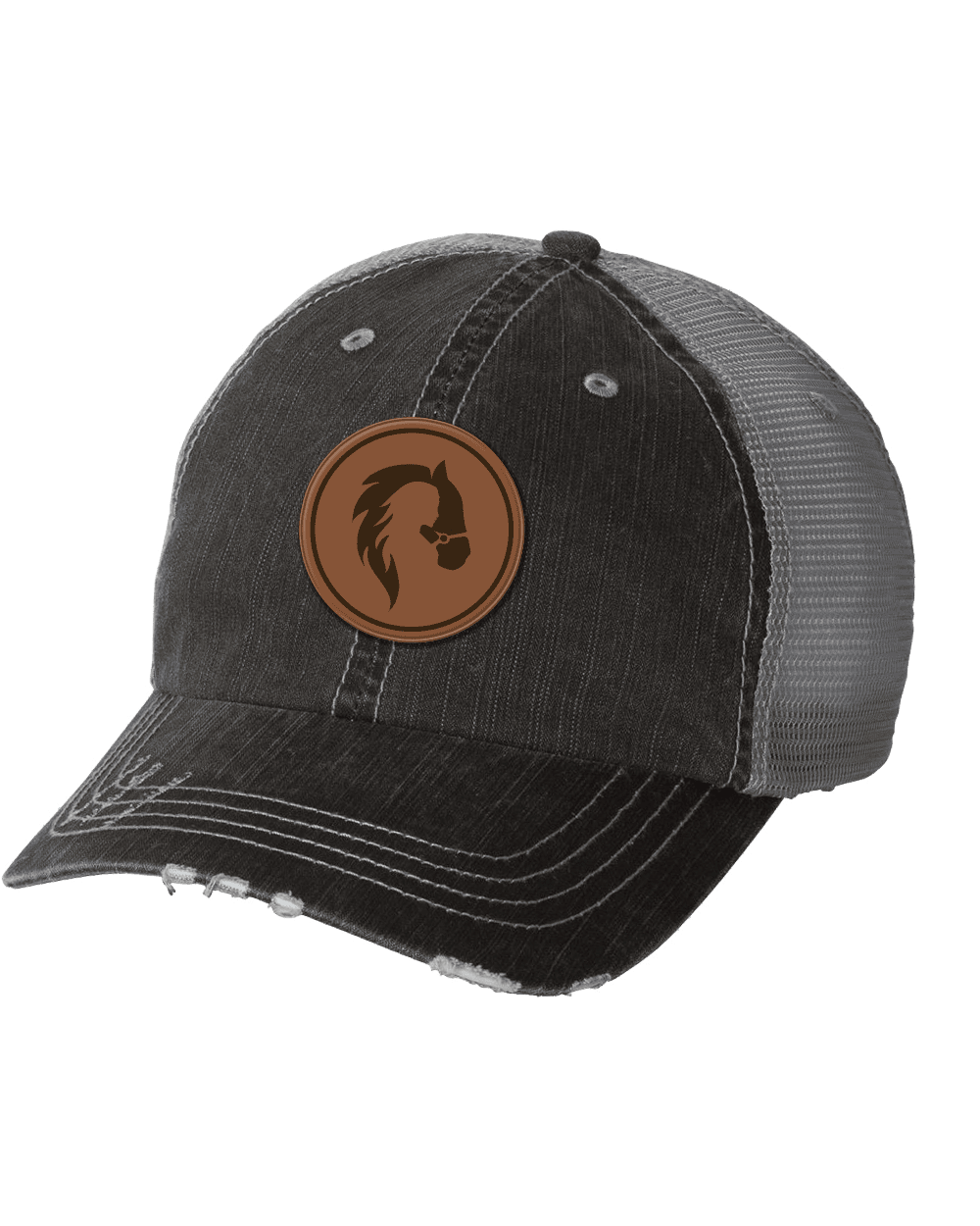 Branded Bills Alabama Native Leather Patch Hat Flat Trucker OSFA/Grey/Black