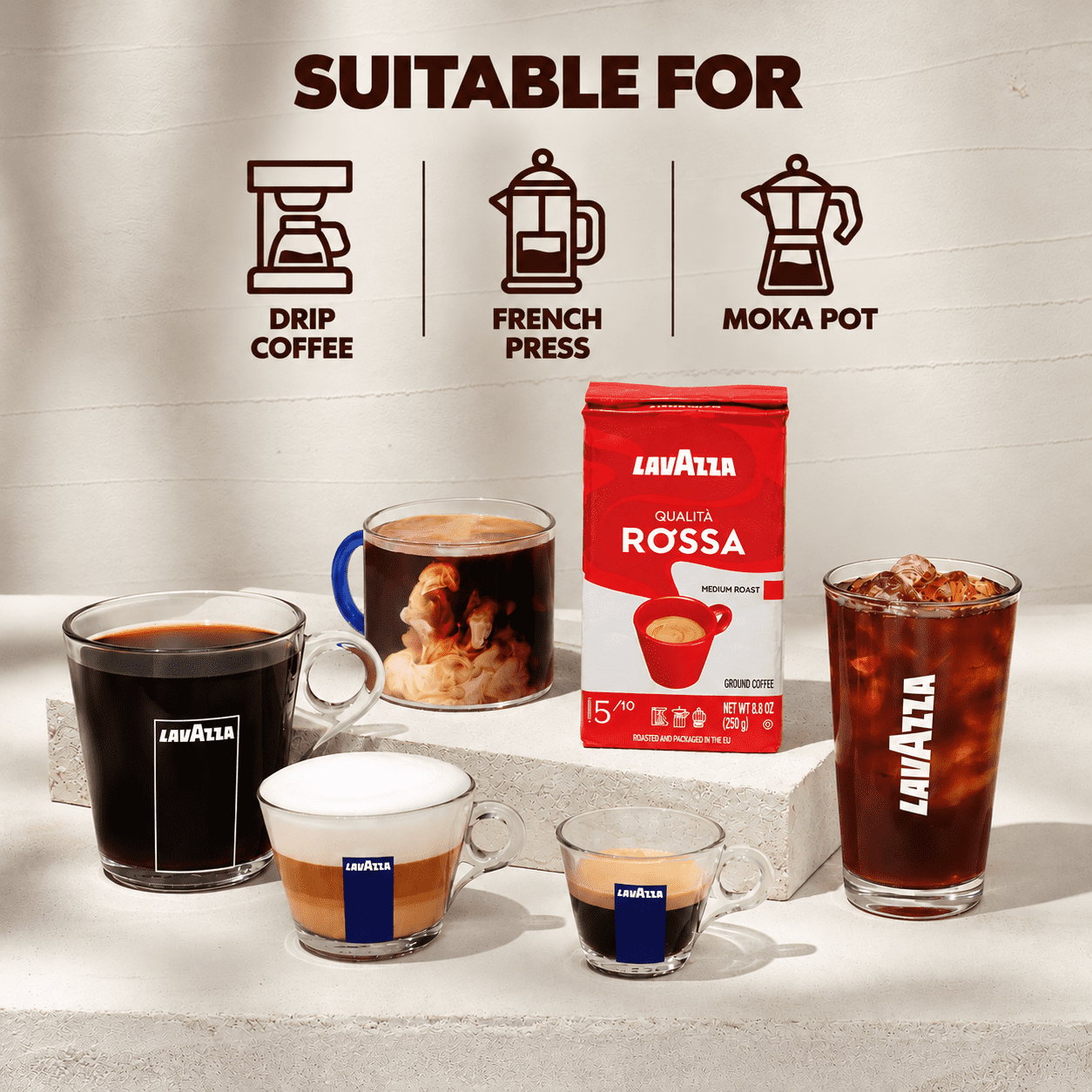 Lavazza, Ground Coffee, 8.8 oz Bag, Medium Roast with Chocolate