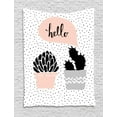 thumbnail image 1 of Cactus Tapestry, Dotted Backdrop with Two Hand Drawn Plants Having a Conversation Speech Bubble, Wall Hanging for Bedroom Living Room Dorm Decor, 40W X 60L Inches, Blush Black Grey, by Ambesonne, 1 of 2