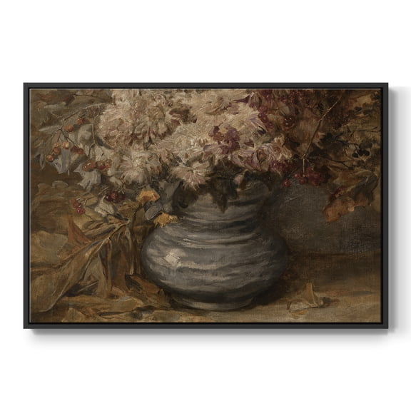 Vintage Botanical Print-LXV By Wexford Home Framed in Black Wood Gallery Wrapped Canvas 17 in. x 25 in.