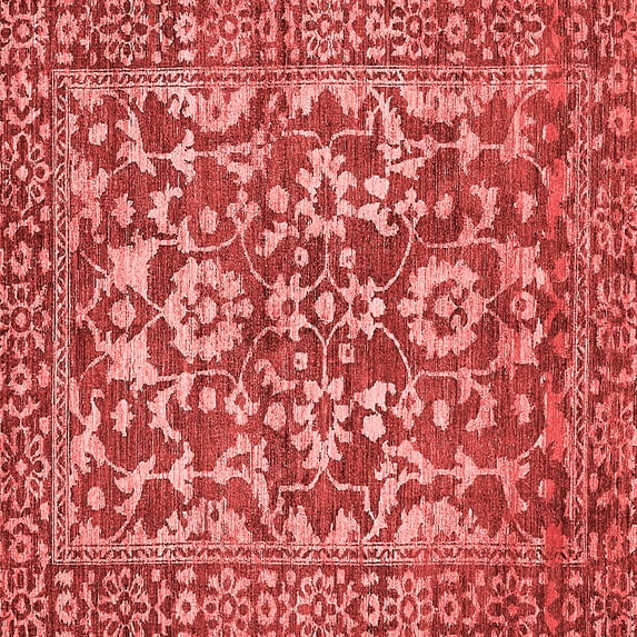 Ahgly Company Indoor Square Abstract Red Modern Area Rugs, 8' Square