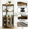 thumbnail image 3 of DSstyles Corner Bar Cabinet with Charge Oult, 5-Tiers Wine Cabinet with LED Light and Glass Holder, Tall Home Liquor Cabinet for Living Room, Corner Display Cabinet for Home, 3 of 9