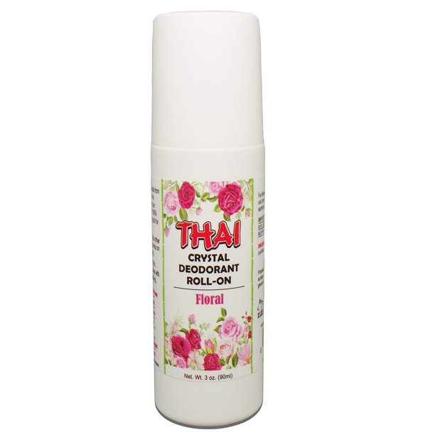 Desodorante líquido roll-on tailandés 100% natural con aroma a cristal, sin metales de aluminio, parabenos, propilos o sulfatos, libre de crueldad y respetuoso con el medio ambiente, floral, 3 onzas l