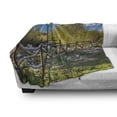 thumbnail image 3 of Farmland Soft Flannel Fleece Throw Blanket, Idyllic Scene with Tree Trunk Plank and Snow Mountain Range the Alps Photo, Cozy Plush for Indoor and Outdoor Use, 60" x 80", Green Blue, by Ambesonne, 3 of 6
