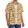 thumbnail image 2 of Daiia Cute Santa and Reindeer Men's Linen Shirts Short Sleeve Casual Shirts Button Down Shirt for Men Beach Summer Wedding Shirt-Large, 2 of 6