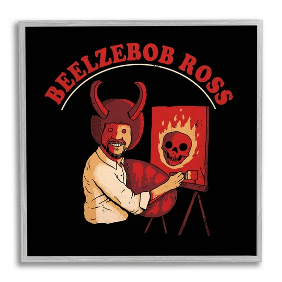 Stupell Industries Beelzebob Ross Text Funny Spooky Painting Easel Framed Wall Art, 12 x 12, Design by Michael Buxton