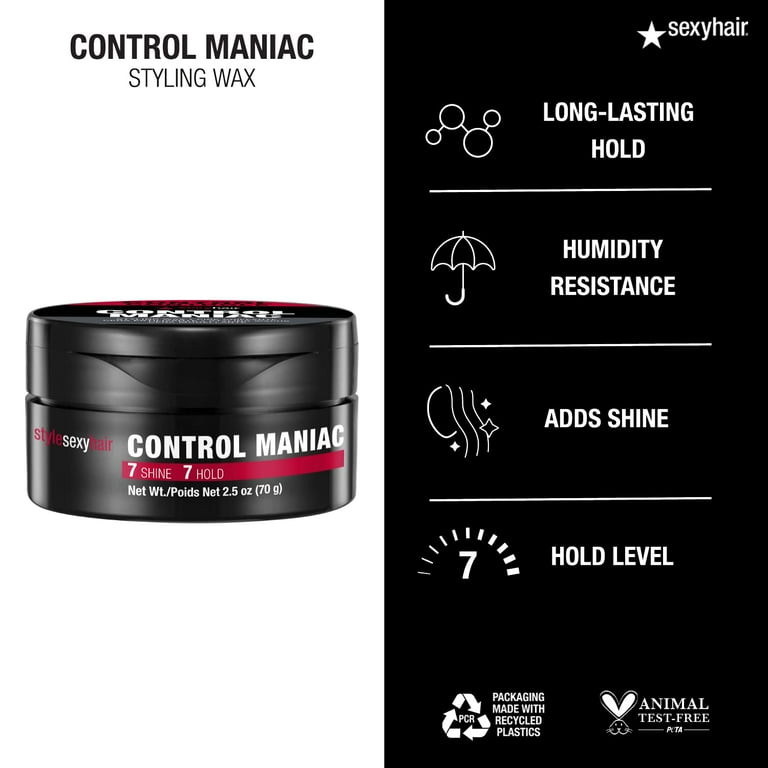 Sexy Hair Control Maniac Styling Wax 2.5 oz, high-hold hair wax