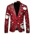thumbnail image 1 of Kcodviy Men Christmas Snowflake Santa Mens Suits Jacket Printed Pocket Lapel Button Big Mens Suits Suit Jacket Suit, 1 of 3