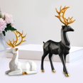 thumbnail image 4 of 1 par de estatuas de renos, estatuillas, estanterías de mesa, esculturas decorativas para amantes de los ciervos Negro + Blanco, 4 of 9