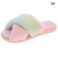 thumbnail image 2 of Cross Band Slippers Fuzzy Fluffy Non-skid Open Toe Slides Plush Sandals for Lady, 2 of 10