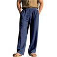 thumbnail image 2 of GrmtClth Mens Linen Pants Lightweight Casual Drawstring Pants Straight Leg Breathable Trousers with Pockets Navy XXXL, 2 of 8