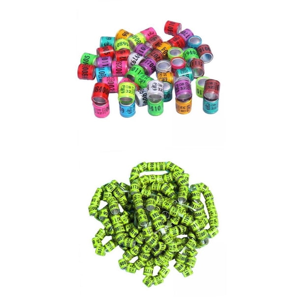 Juego de 2 anillos reutilizables para patas de paloma 2023, numerados, para identificación de patas de paloma color amarillo mezclado
