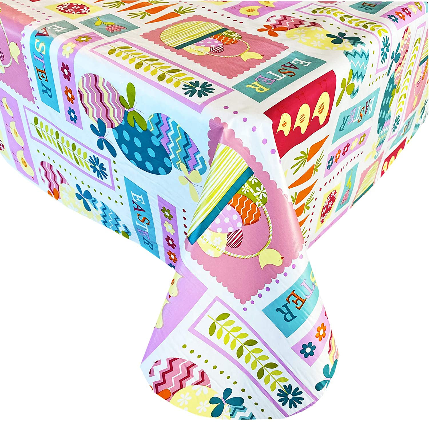 Easter Vinyl Flannelback Tablecloth 52" x 52" or Set of 6 Easter Cup Cake Boxes