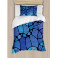 thumbnail image 1 of Blue and Black Duvet Cover Set Twin Size, Blob Look Uneven Shapes Pattern Stained Glass Inspired, Decorative 2 Piece Bedding Set with 1 Pillow Sham, Violet Blue Pale Blue Black, by Ambesonne, 1 of 3