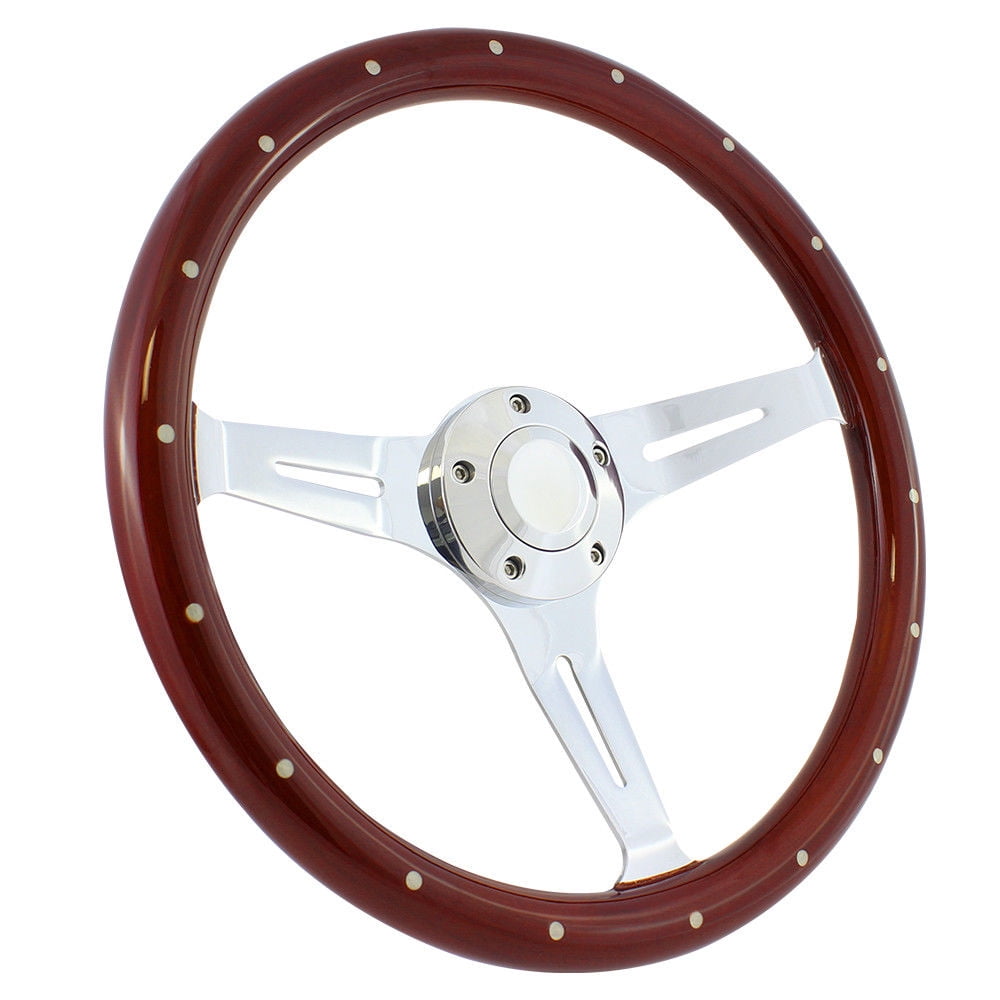 14" Wood Grain Euro Rivet Steering Wheel with Hub Oldsmobile Chevy