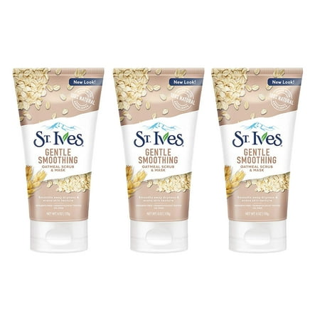 St. Ives Gentle Smoothing Oatmeal Scrub and Mask. Soothes, Softens, Nourishes and Evens out Skin. 6 oz. Pack of 3